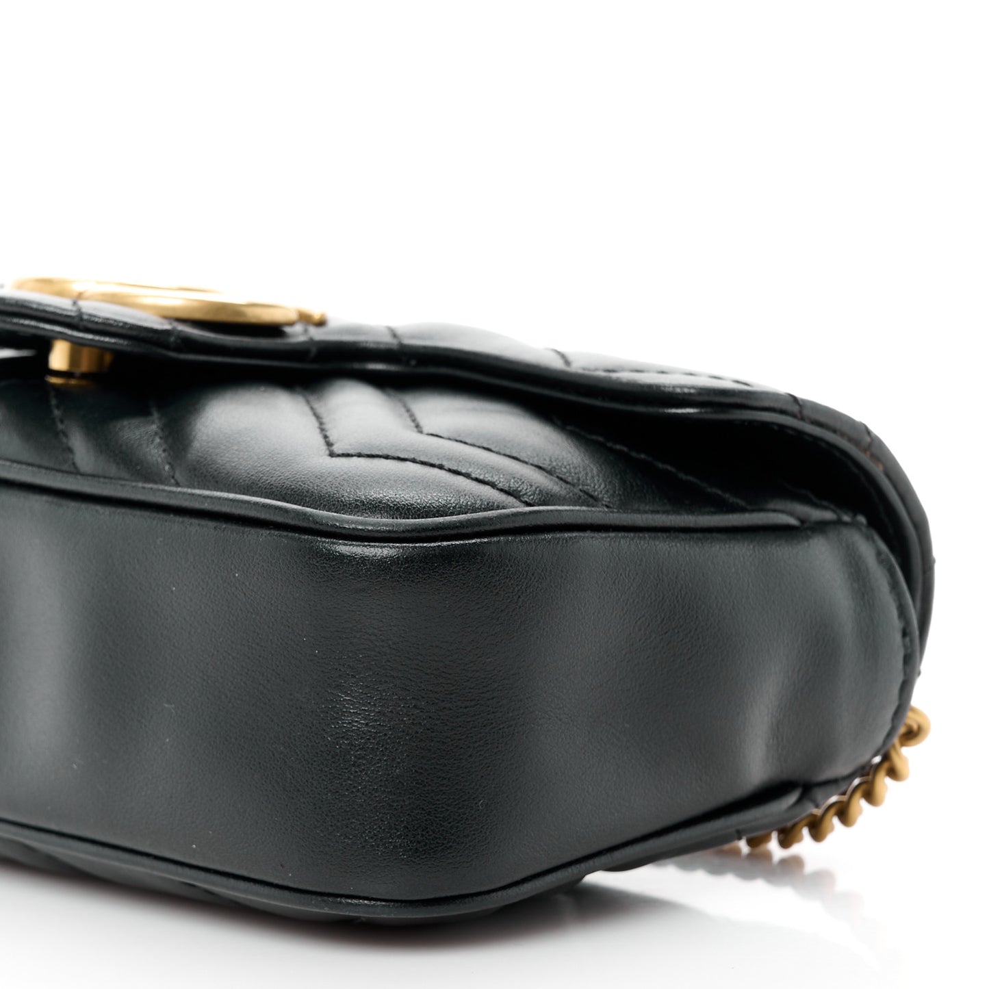 Calfskin Matelasse Super Mini GG Marmont Shoulder Bag Black
