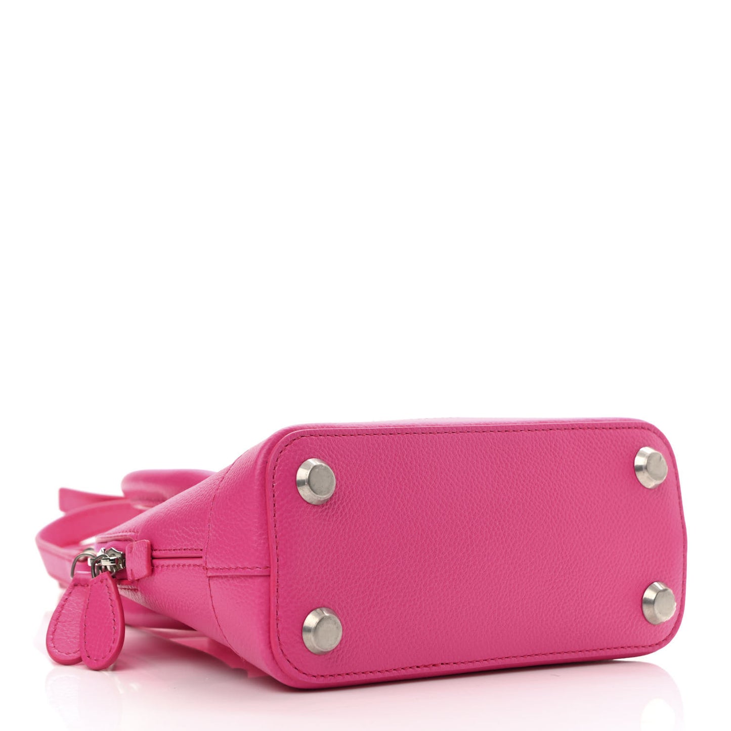 Grained Calfskin Logo XXS Ville Top Handle Bag Acid Fuchsia Black