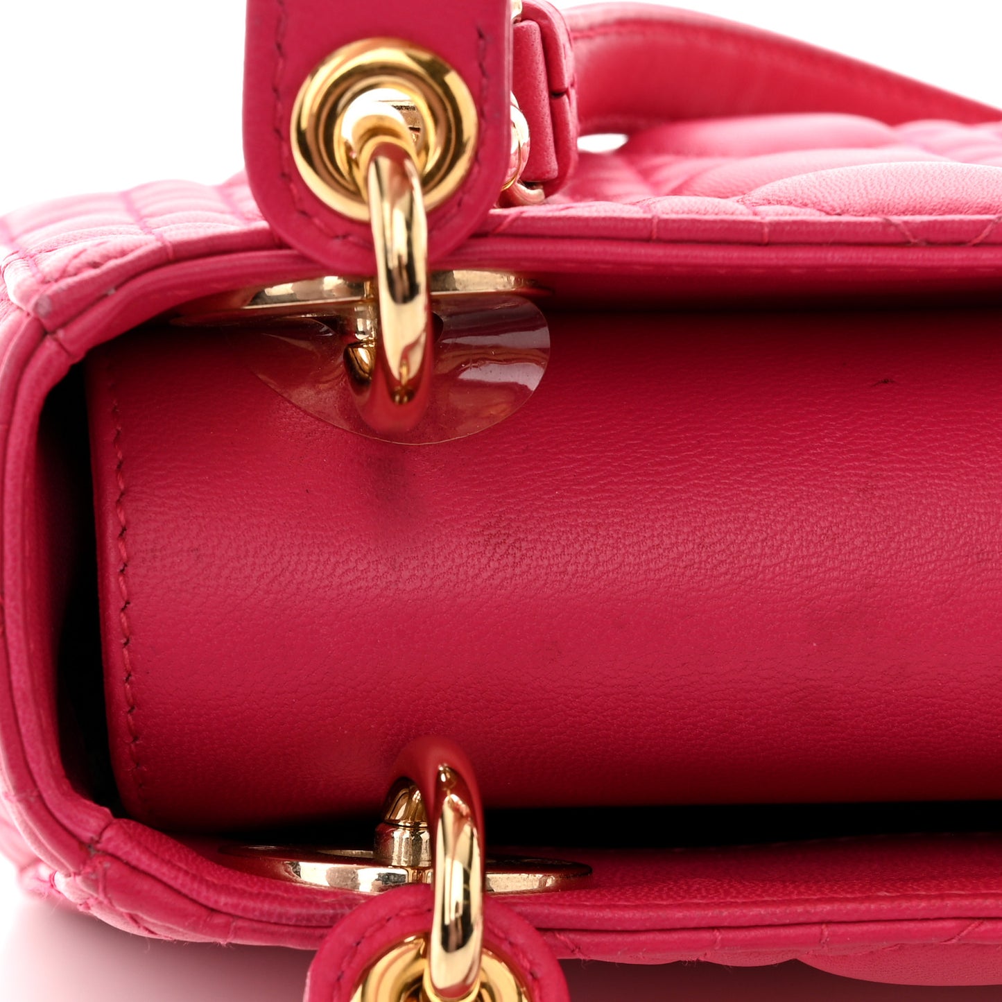 Lambskin Cannage Mini Lady Dior Hot Pink