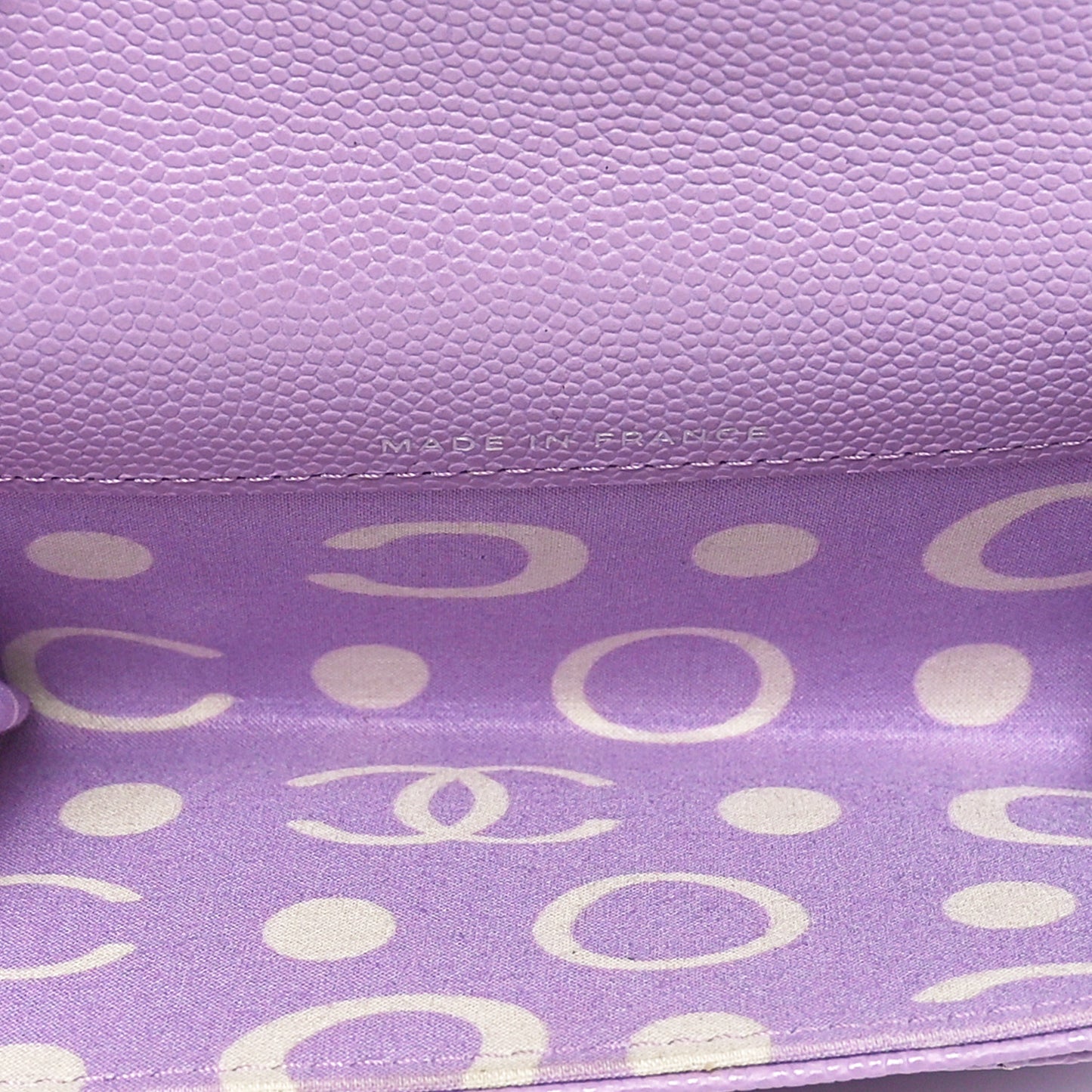 Caviar Quilted CC Logo Flap Card Holder Light Purple
