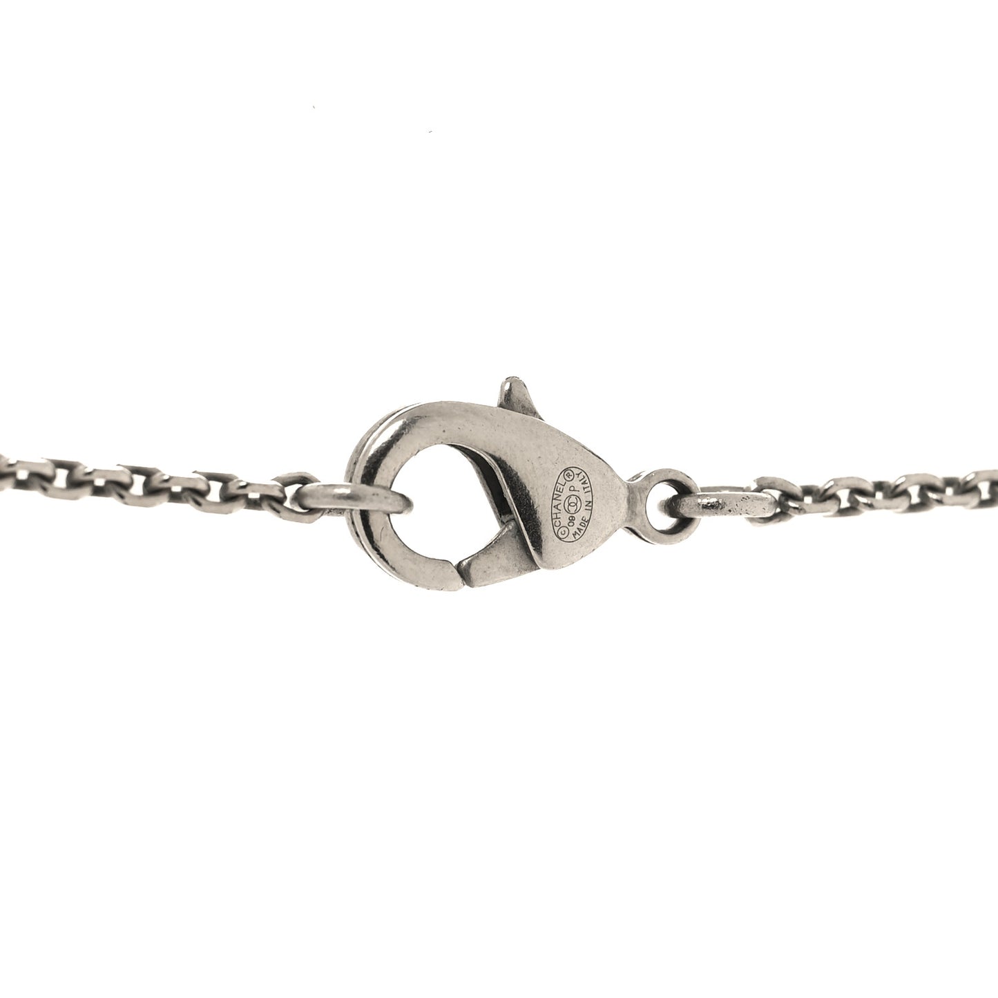 Baguette Crystal Large CC Pendant Necklace Silver
