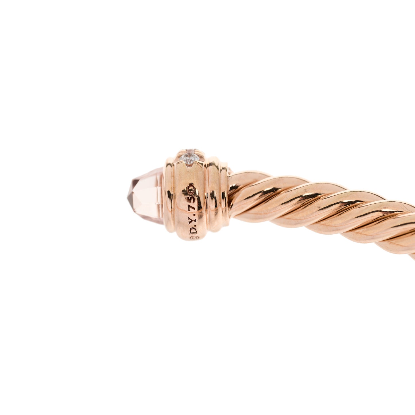 18K Rose Gold Diamond Morganite 3mm Cablespira Bracelet