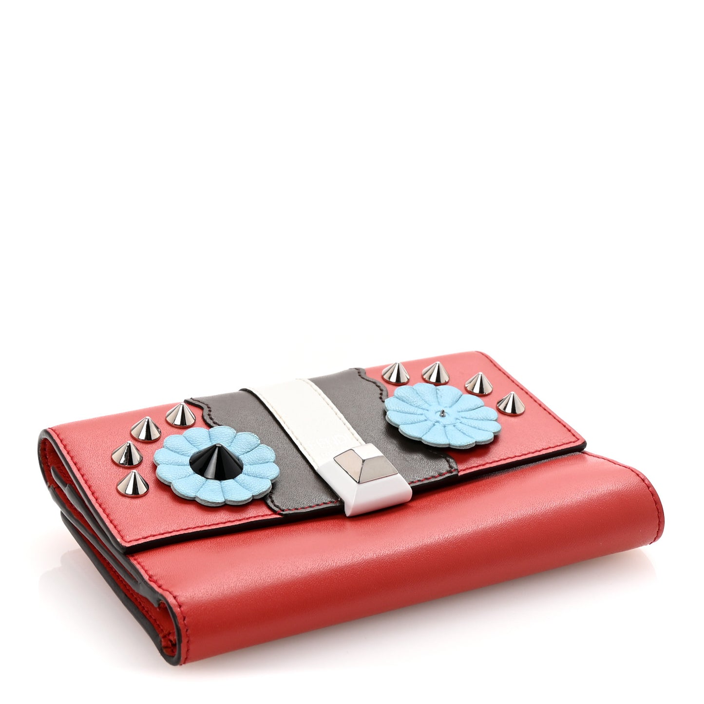 Vitello Century Lucido Hypnoteyes Studded Kan I French Wallet Bloody Mary Carbone Multicolor