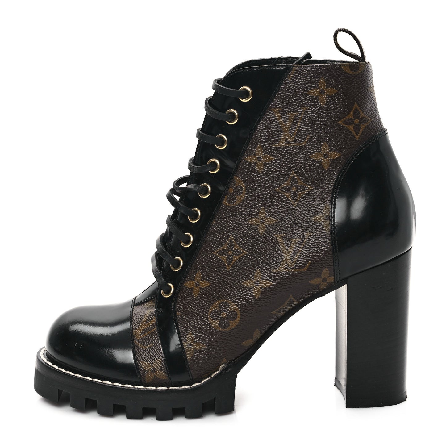 Patent Calfskin Monogram Star Trail Ankle Boots 41 Black