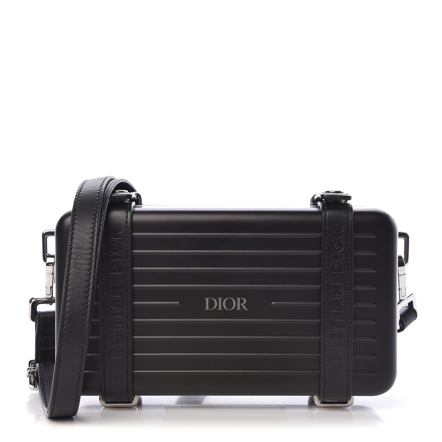 DIOR RIMOWA ブラックショルダーバッグ Christian Dior X RIMOWA Aluminum Personal Clutch On Strap Black