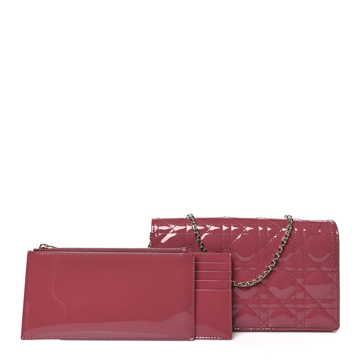 Patent Cannage Lady Dior Convertible Clutch Mallow Rose