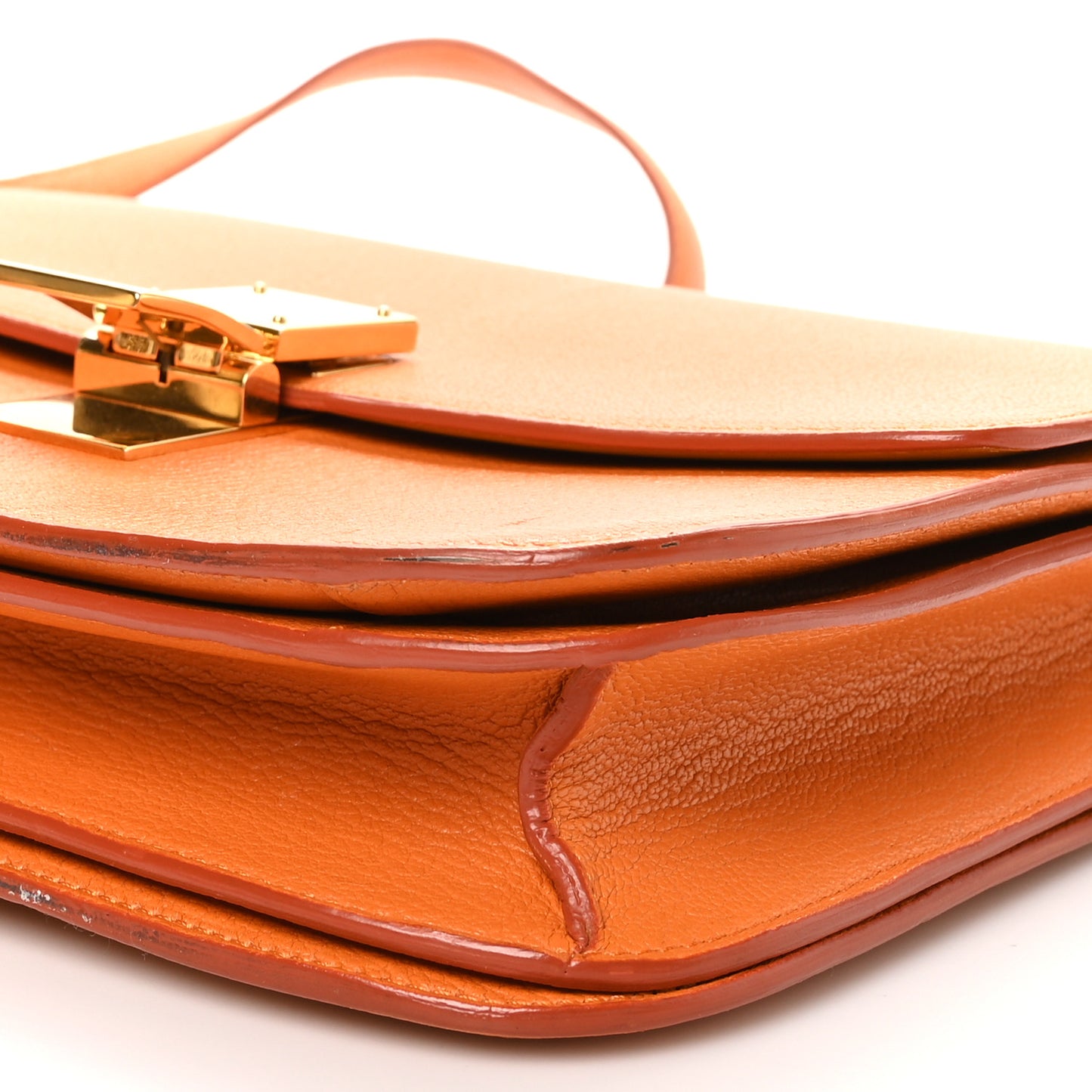Goatskin Medium Classic Box Flap Bag Orange