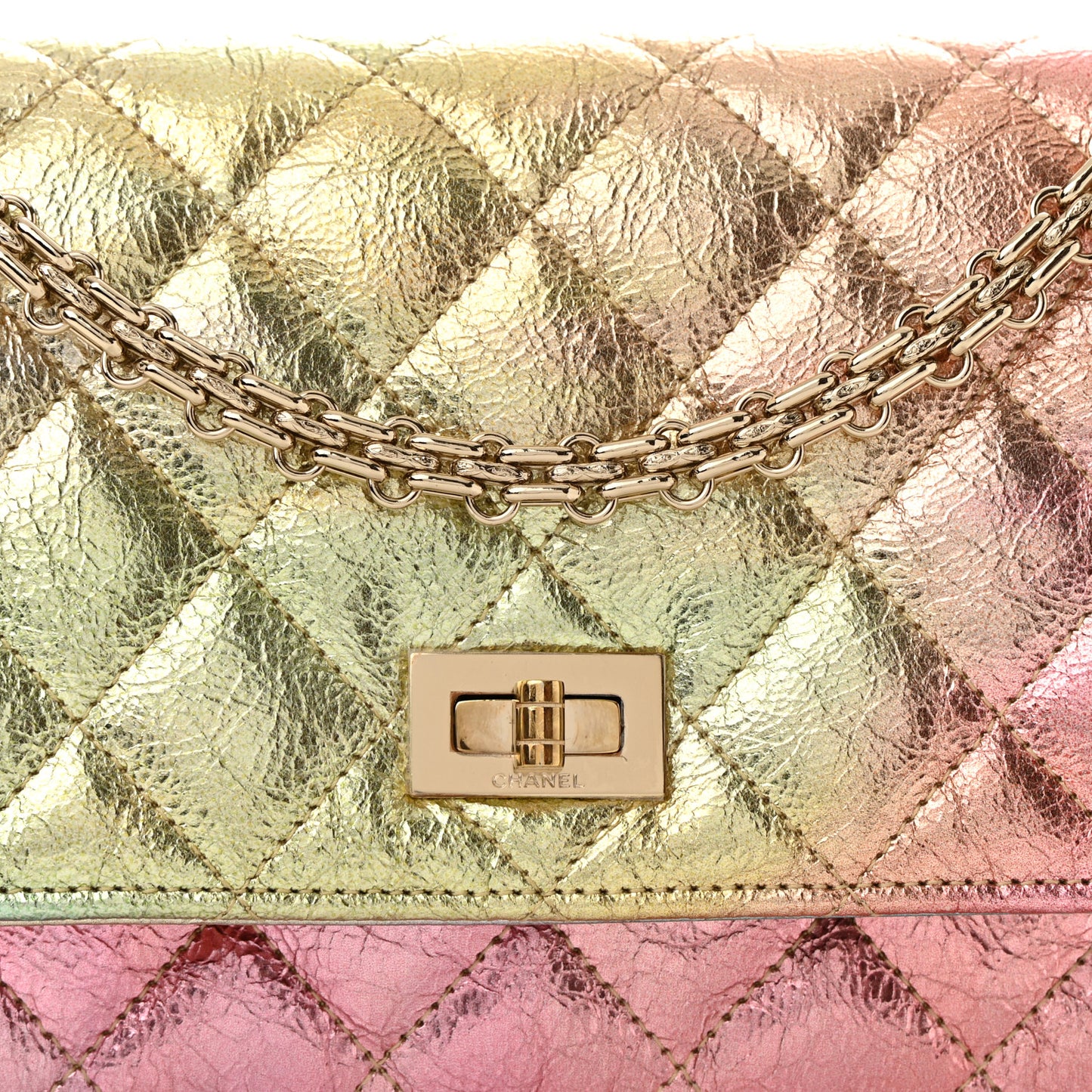 Metallic Goatskin Quilted 2.55 Reissue Wallet on Chain WOC Multicolor