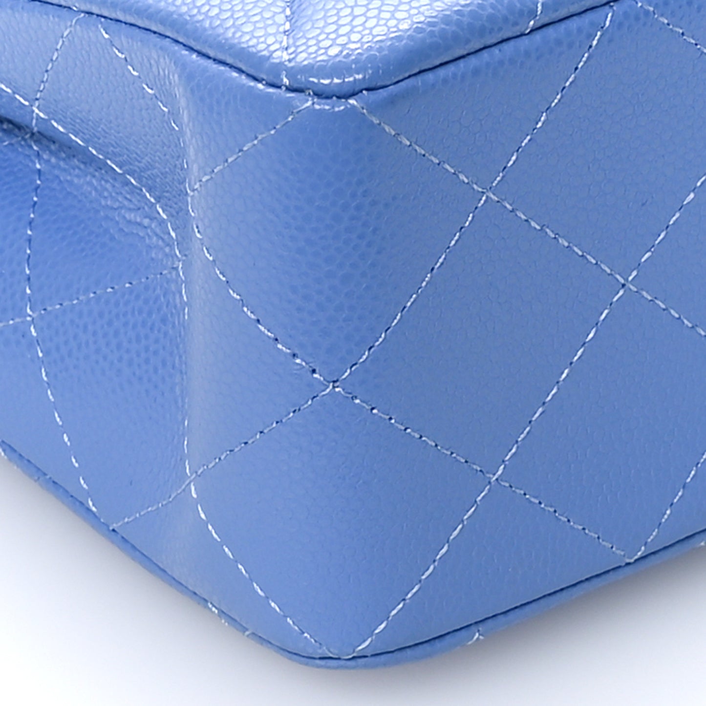 Caviar Quilted Small Double Flap Light Blue
