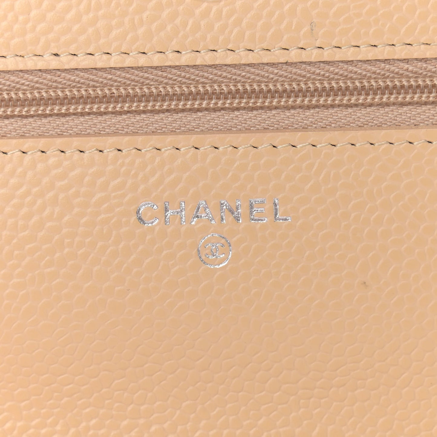 Caviar Quilted Wallet On Chain WOC Beige