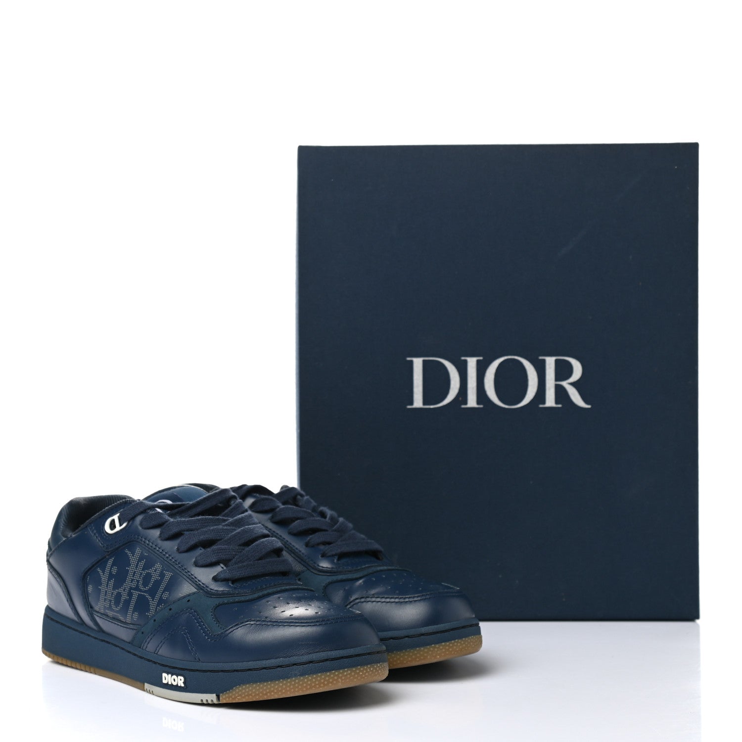 Christian Dior Smooth Calfskin Oblique Galaxy Mens B27 Low Top Sneakers 38 Blue Beige 9 of 9