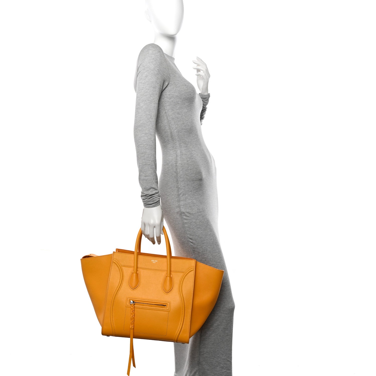 Celine Grained Calfskin Medium Phantom Luggage Saffron 2 of 14