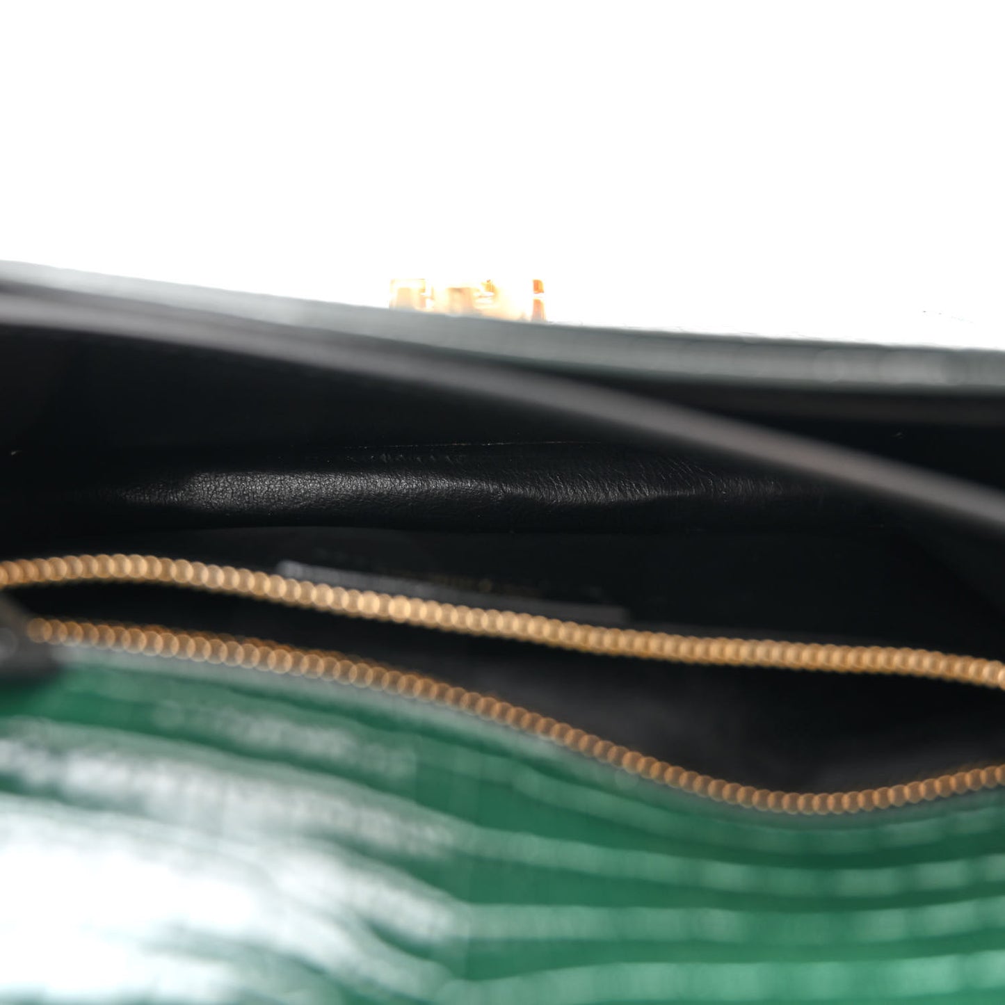 Calfskin Crocodile Embossed Monogram Cassandra Clasp Bag Dark Mint