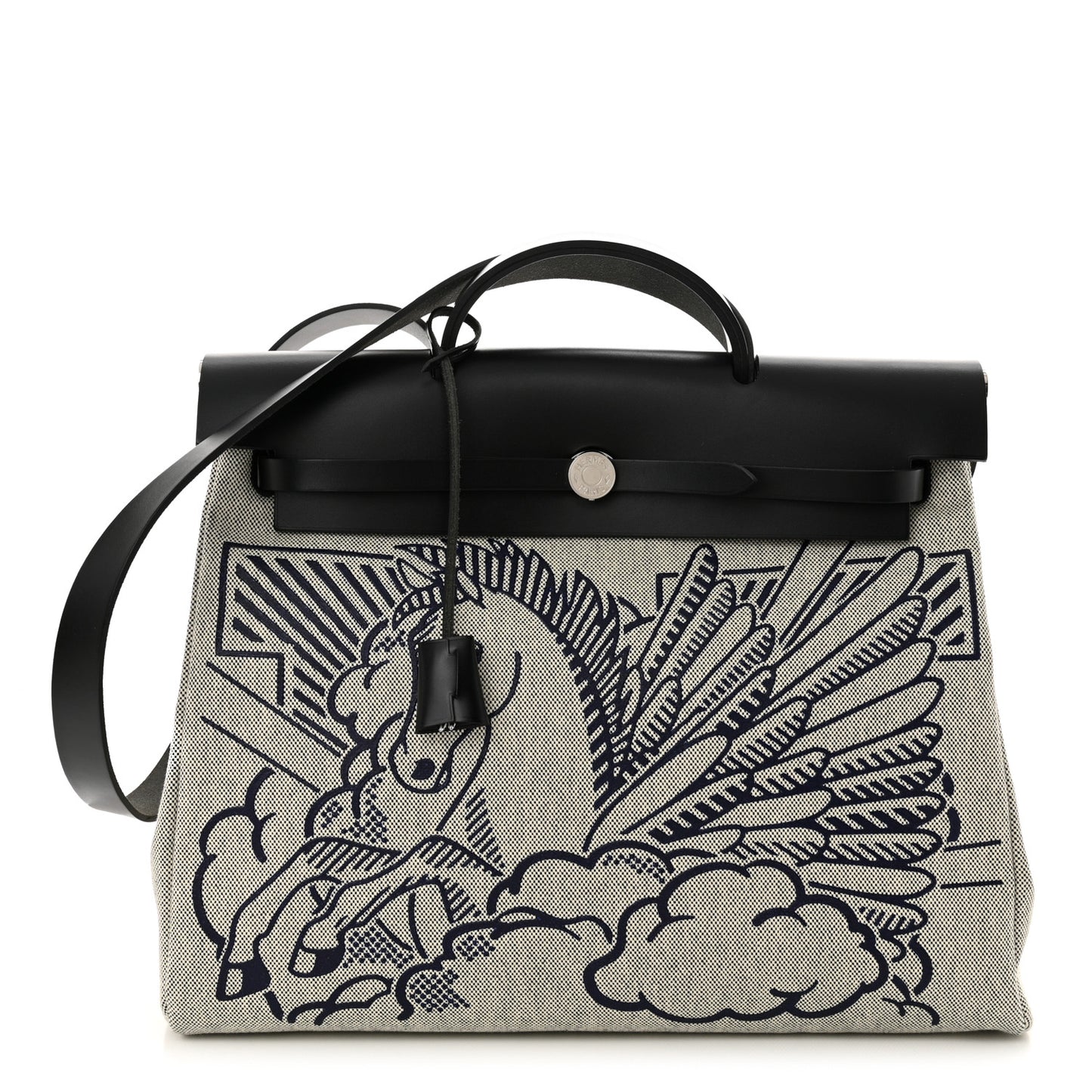 Vache Hunter Toile H Pegase Pop Herbag Zip Retourne 39 MM Bleu Indigo Ecru Black