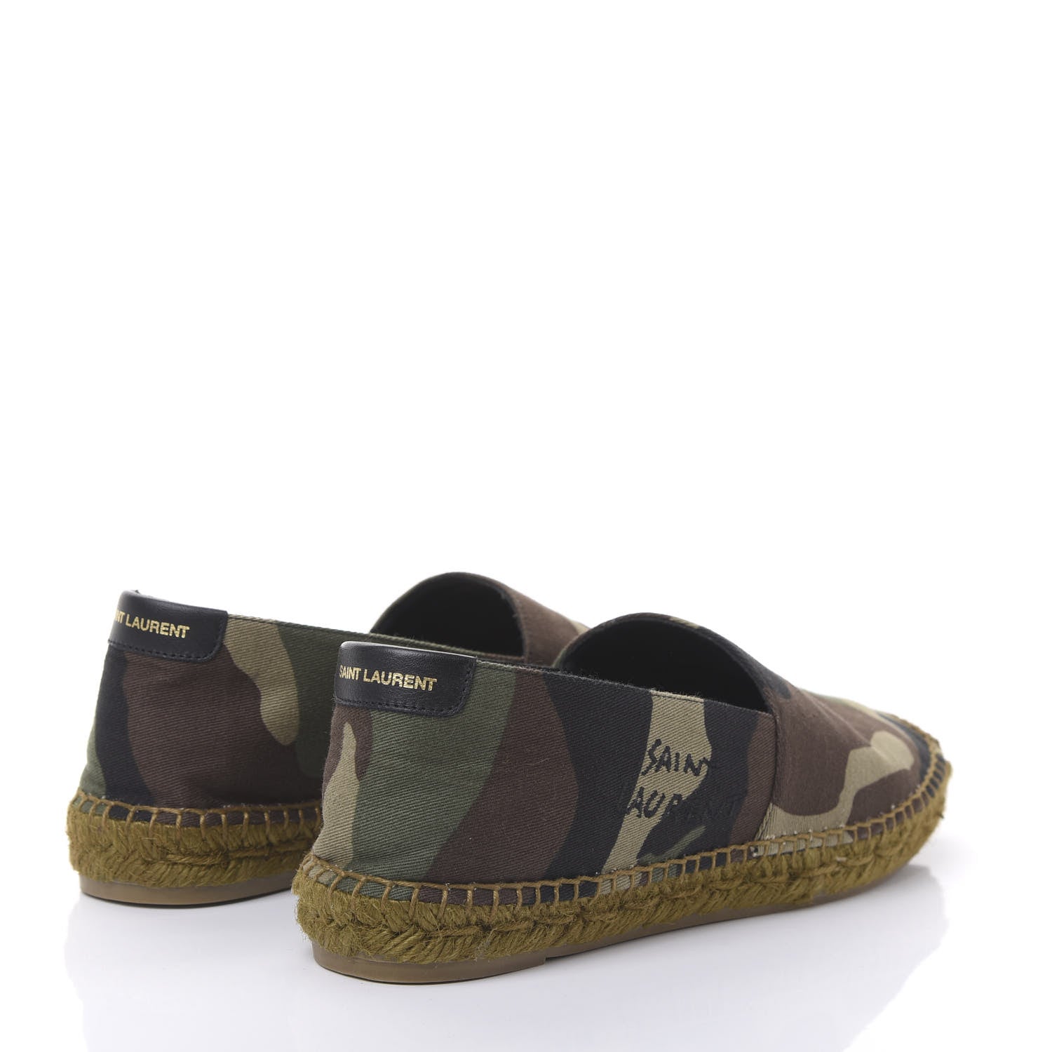 Saint Laurent Canvas Camouflage Espadrilles 37.5 Kaki Black 4 of 9
