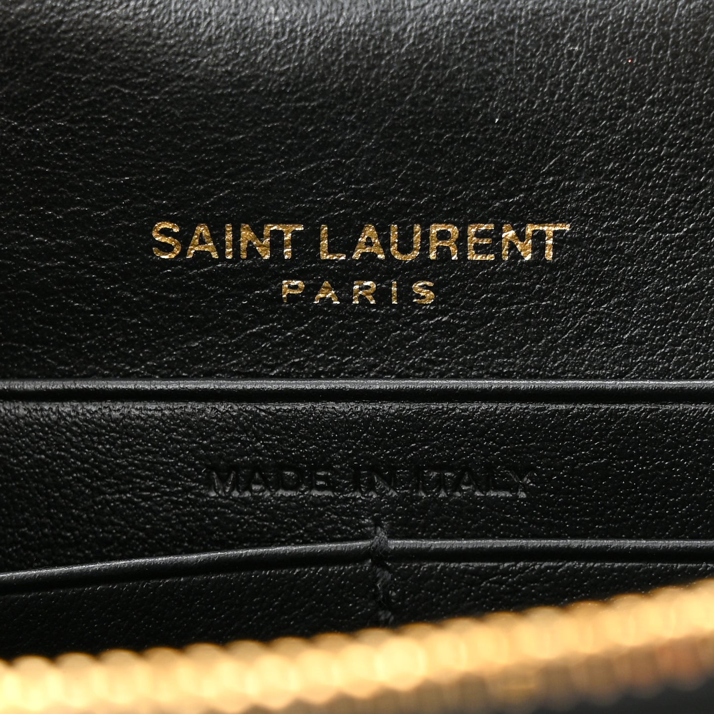 SAINT LAURENT Calfskin Crocodile Embossed Kate Monogram Tassel Chain Wallet Black