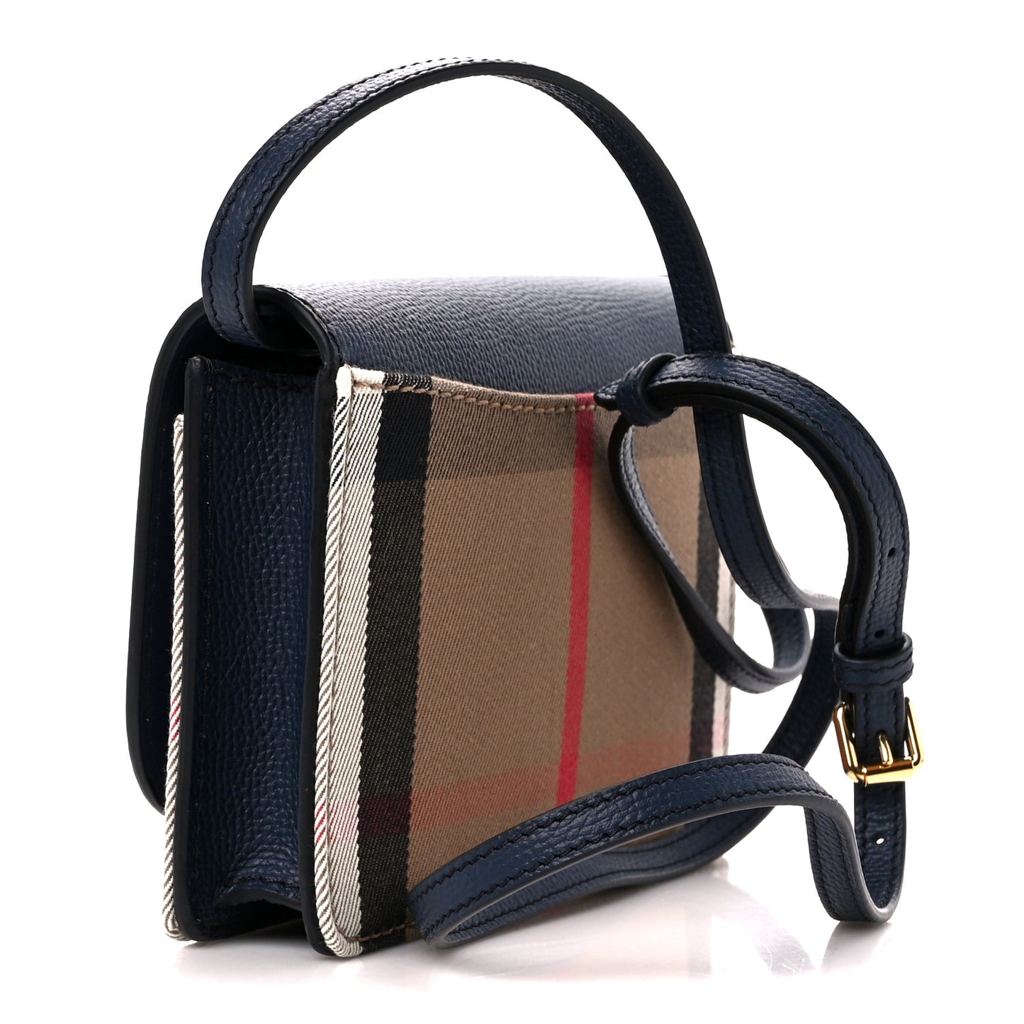 Derby Calfskin House Check Wallet On Chain Navy