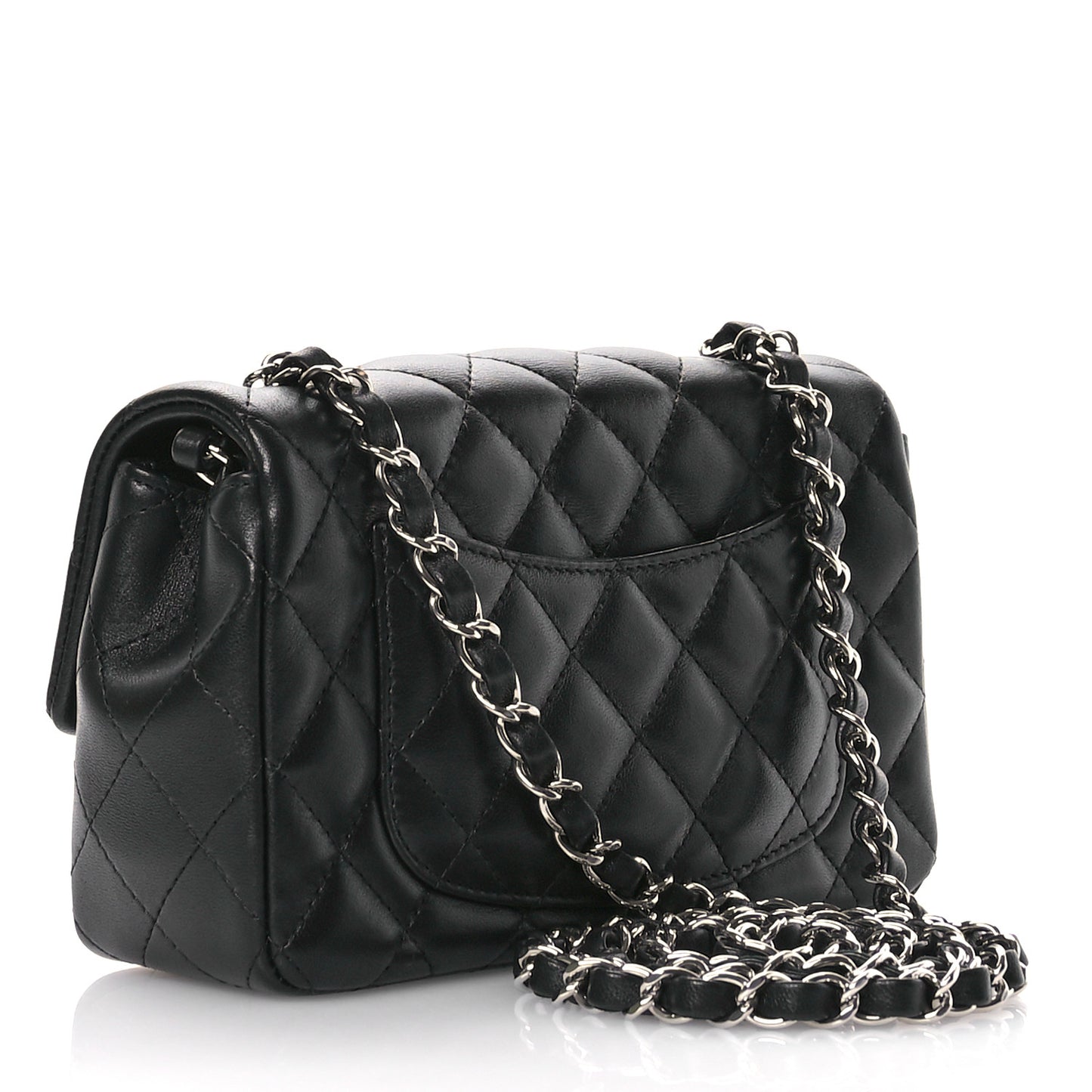 Lambskin Quilted Mini Rectangular Flap Black