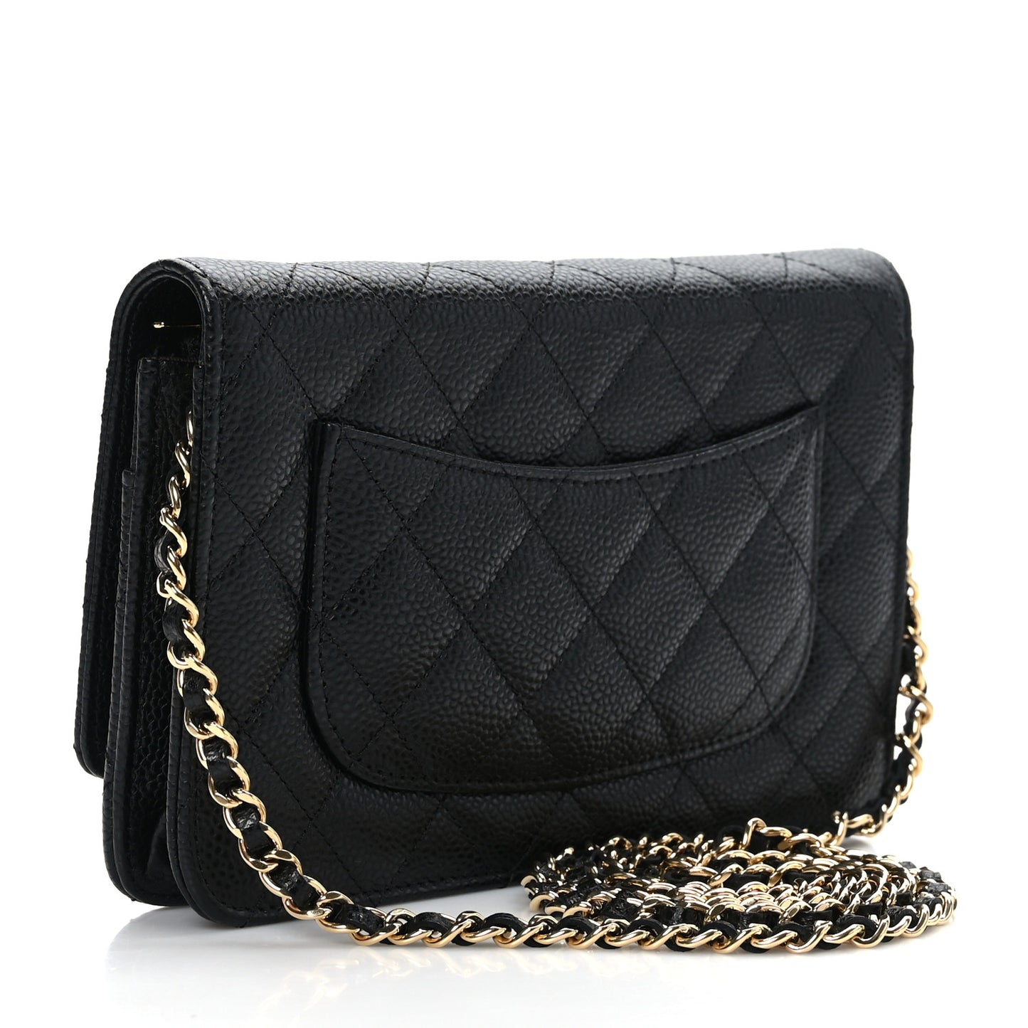 Caviar Quilted Wallet on Chain WOC Black