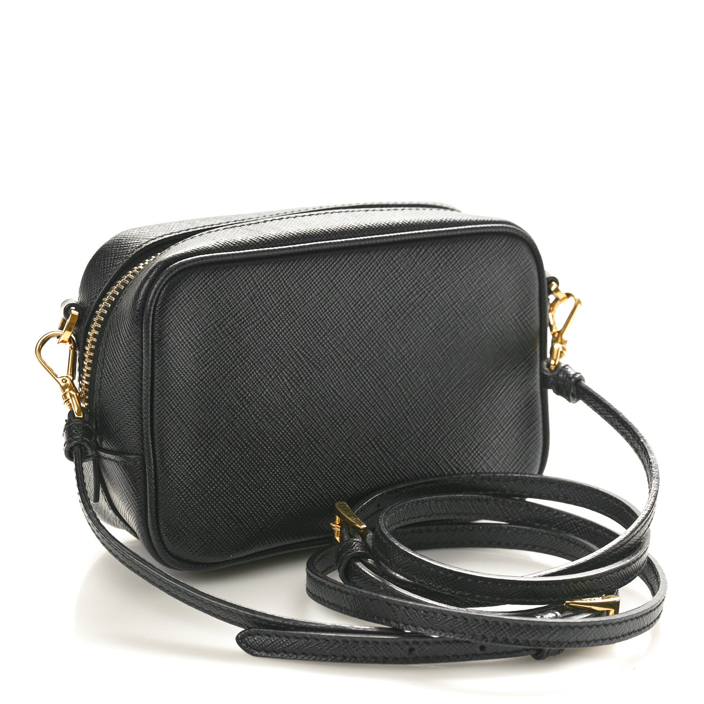 Vitello Daino Medium Double Zip Shoulder Bag Black