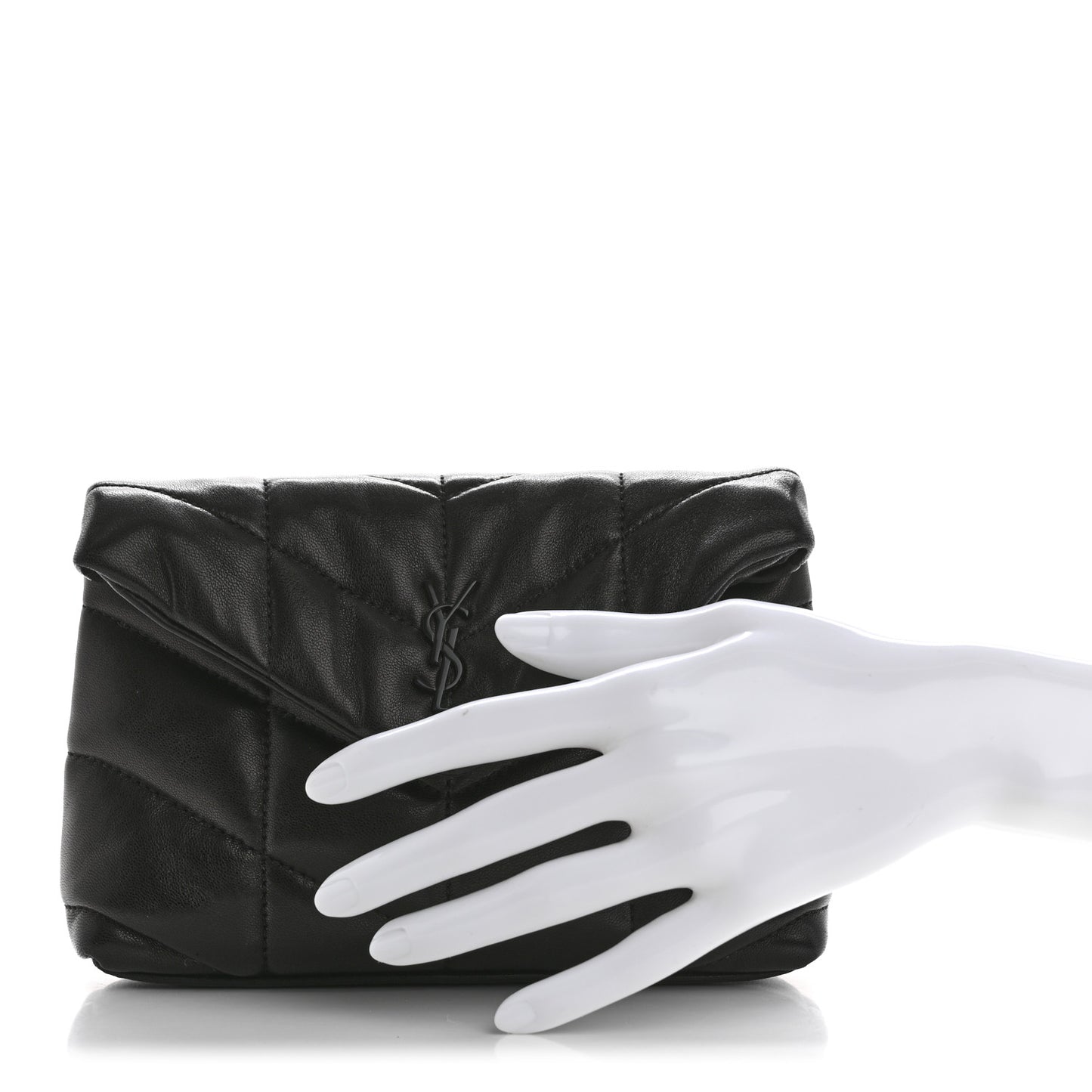 Lambskin Monogram Loulou Puffer Pouch Clutch Black