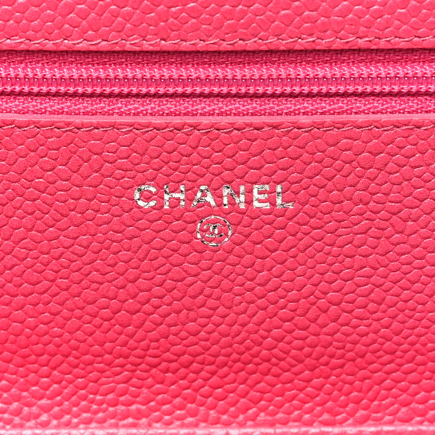 Chanel Caviar Enamel Button CC Wallet on Chain WOC Dark Pink 6 of 11
