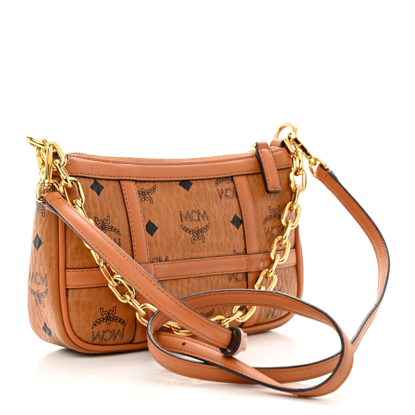 Visetos Nappa Mini Delmy Chain Shoulder Bag Cognac