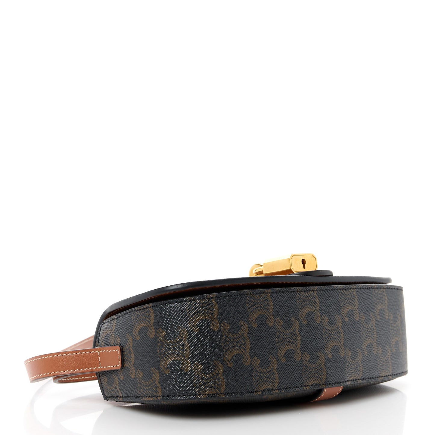 Triomphe Canvas Calfskin Tabou Clutch on Strap Tan