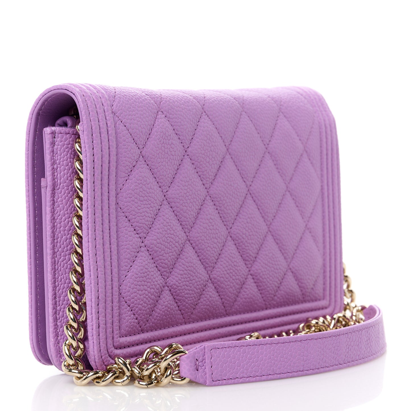Caviar Quilted Boy Wallet On Chain WOC Purple