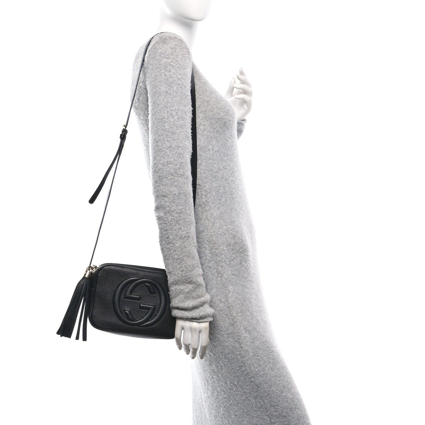 Pebbled Calfskin Small Soho Disco Bag Black