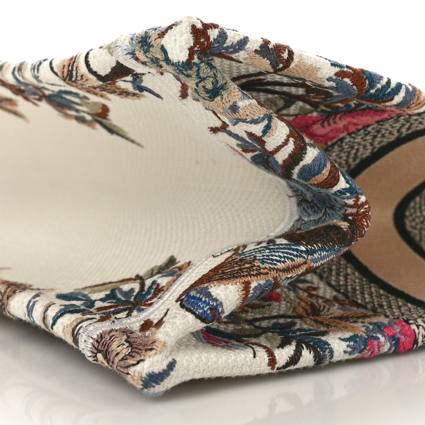 Canvas Embroidered Medium Jardin D'Hiver Book Tote Latte Multicolor
