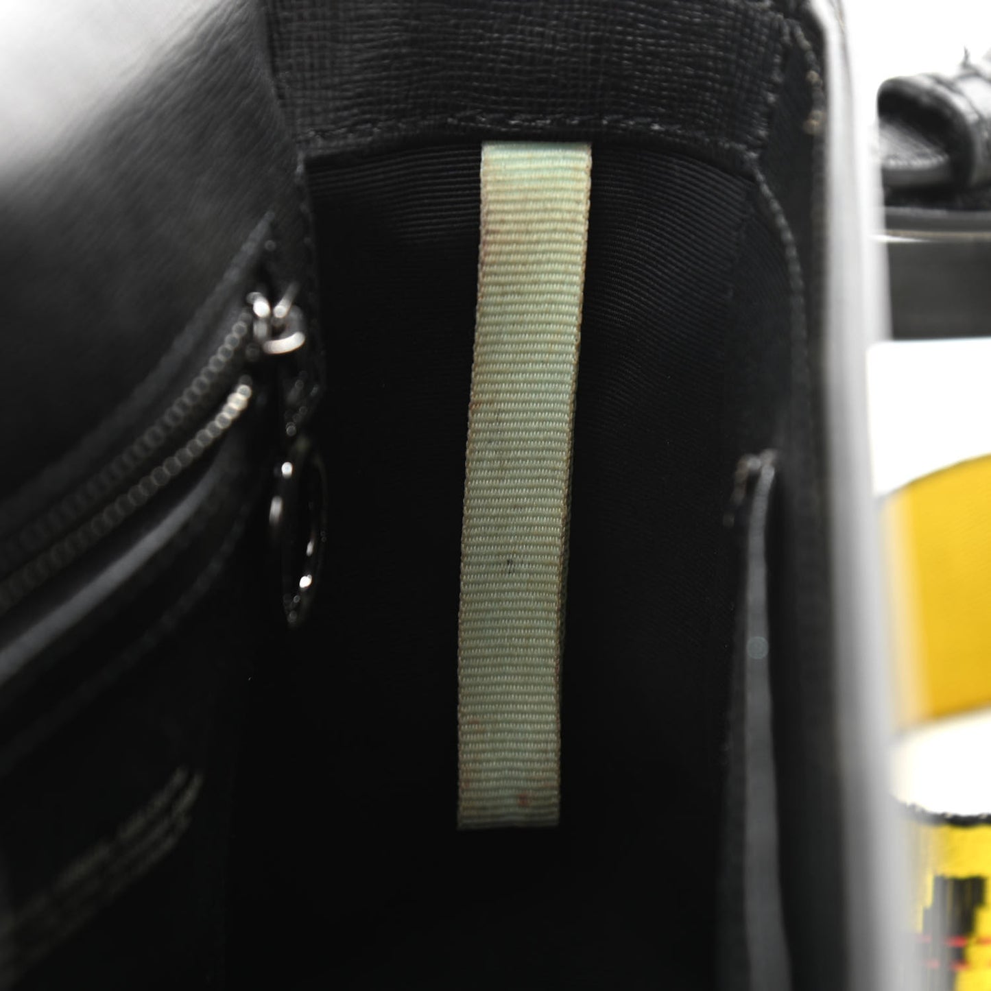 Calfskin Diag Striped Belt Bag Crossbody Black White