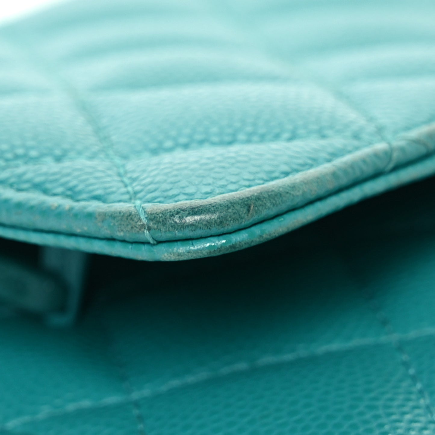 Caviar Quilted Wallet On Chain WOC Turquoise