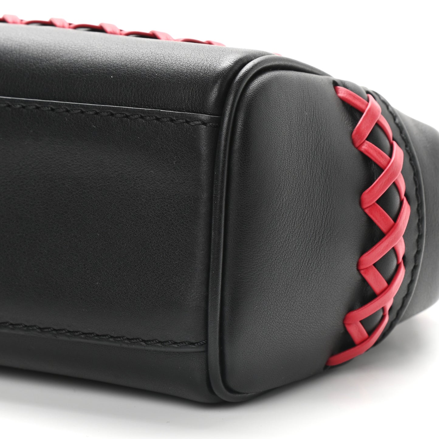 Calfskin Medium Palazzo Empire Whipstitch Crossbody Bag Black Red