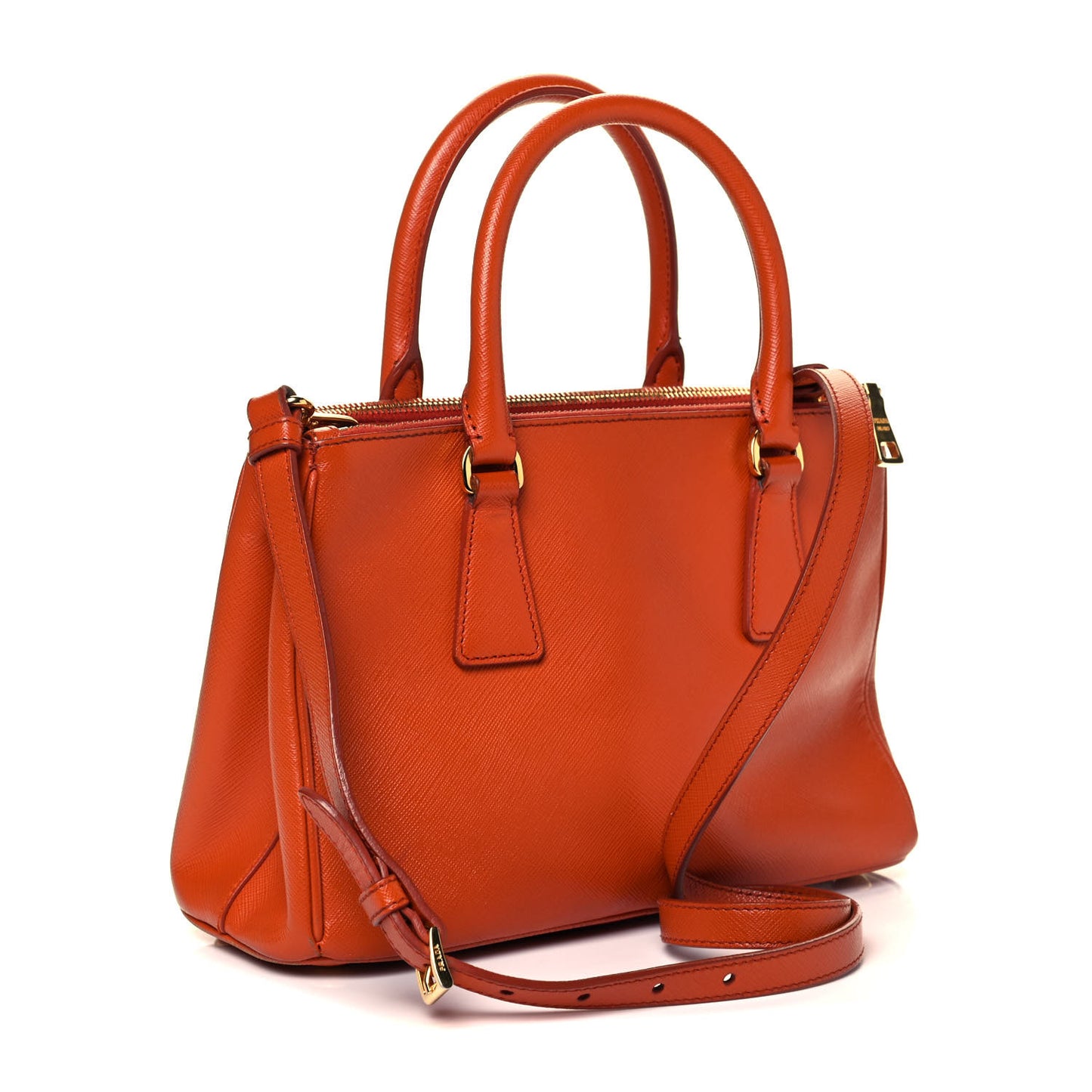 Saffiano Lux Medium Double Zip Tote Papaya