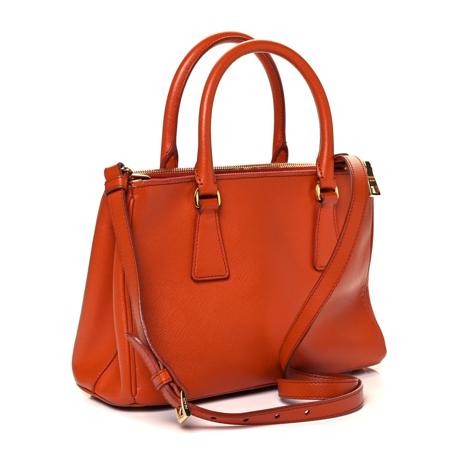 Prada Saffiano Lux Medium Double Zip Tote Papaya 2 of 8
