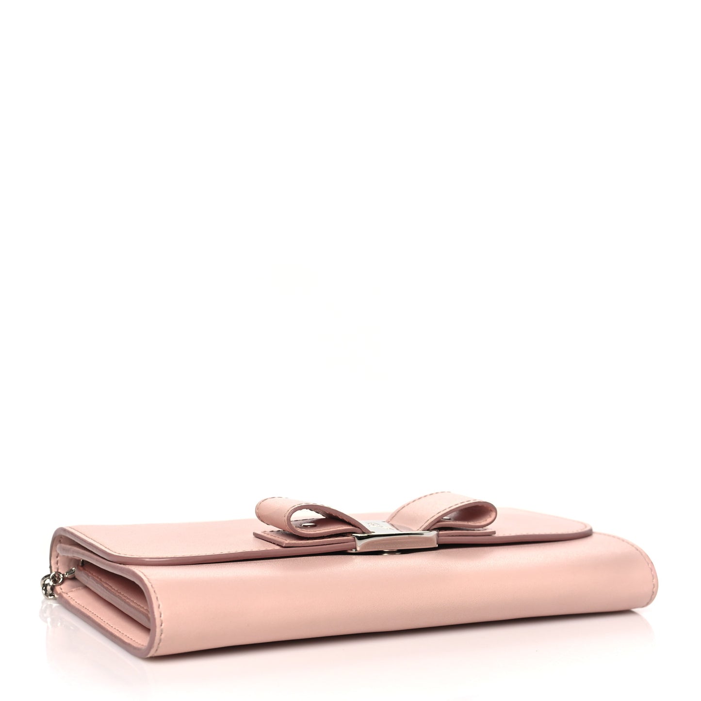 SALVATORE FERRAGAMO Calfskin Vara Bow Chain Flap Crossbody Pink