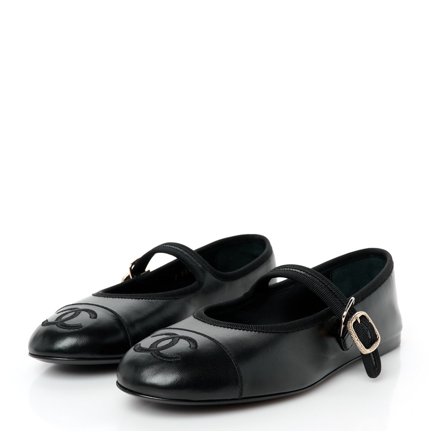 Lambskin Mary Jane Flats 39 Black