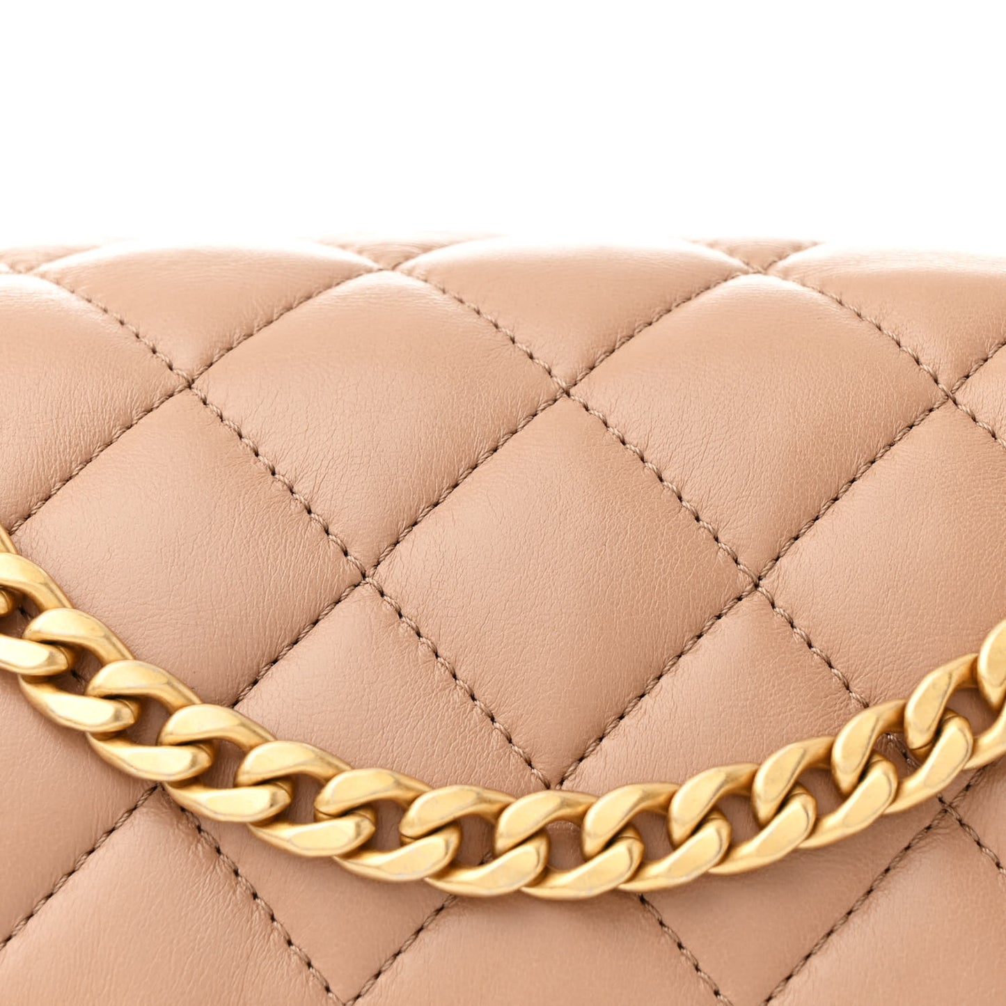 Lambskin Quilted Medium Pillow Crush Flap Beige