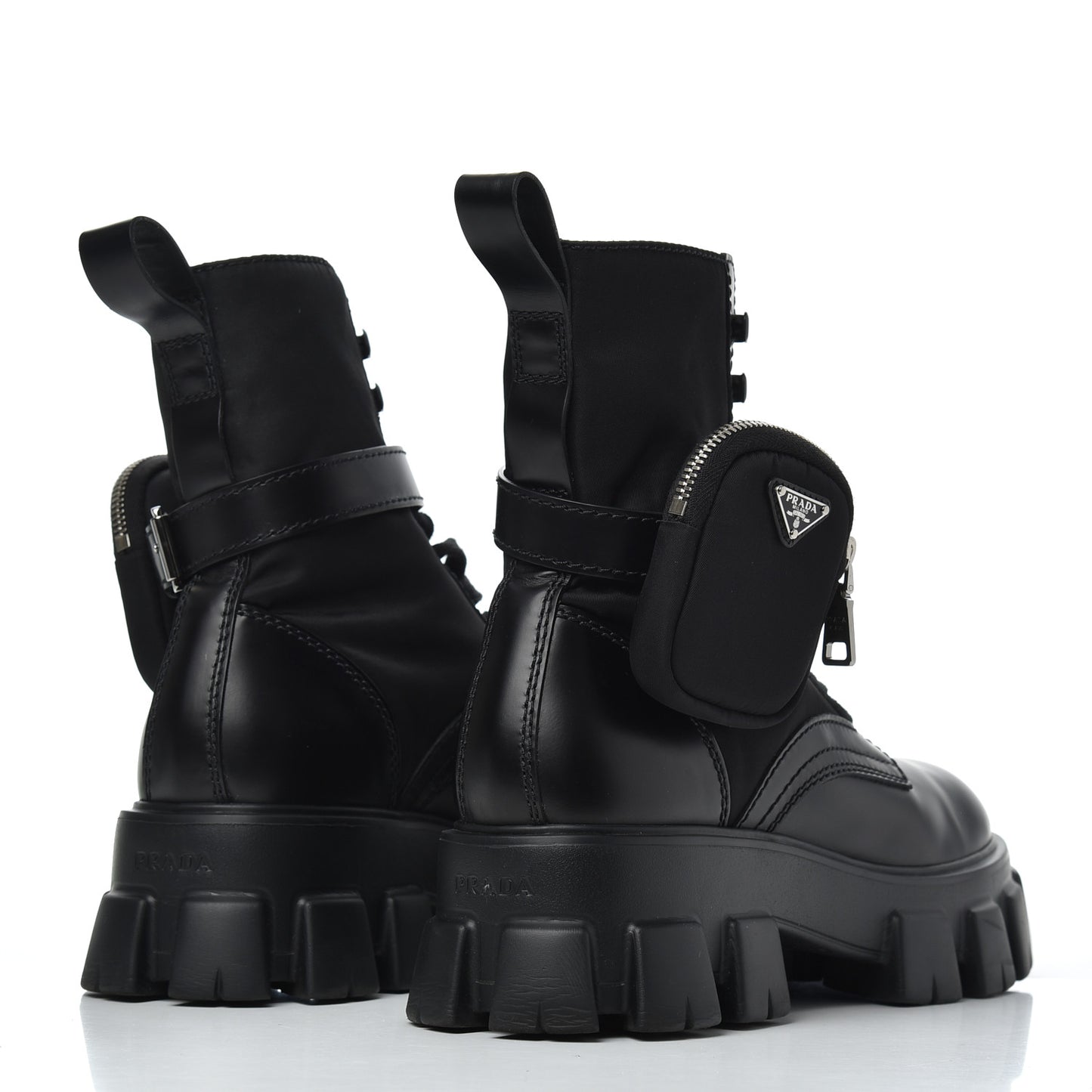 Spazzolato Rois Re-Nylon Metal Triangle Logo Mens Monolith Pouch Pocket 60mm Combat Boots 8.5 Black