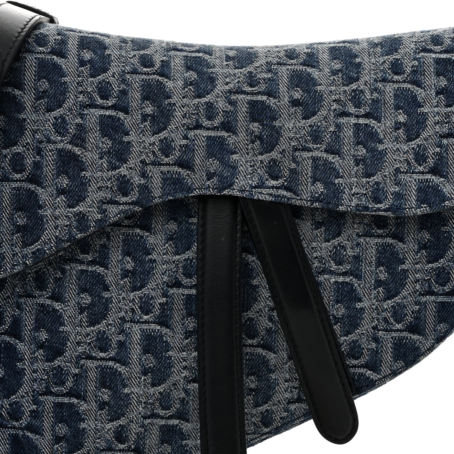 Christian Dior Denim Oblique Jacquard Saddle Bag With Strap Blue 8 of 10