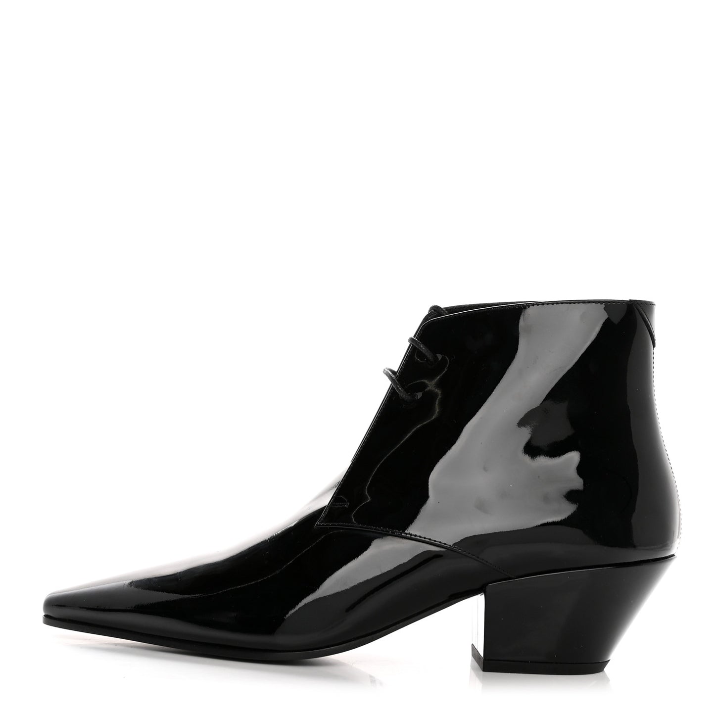 Patent Calfskin Theo Lace-Up Ankle Boots 40 Black