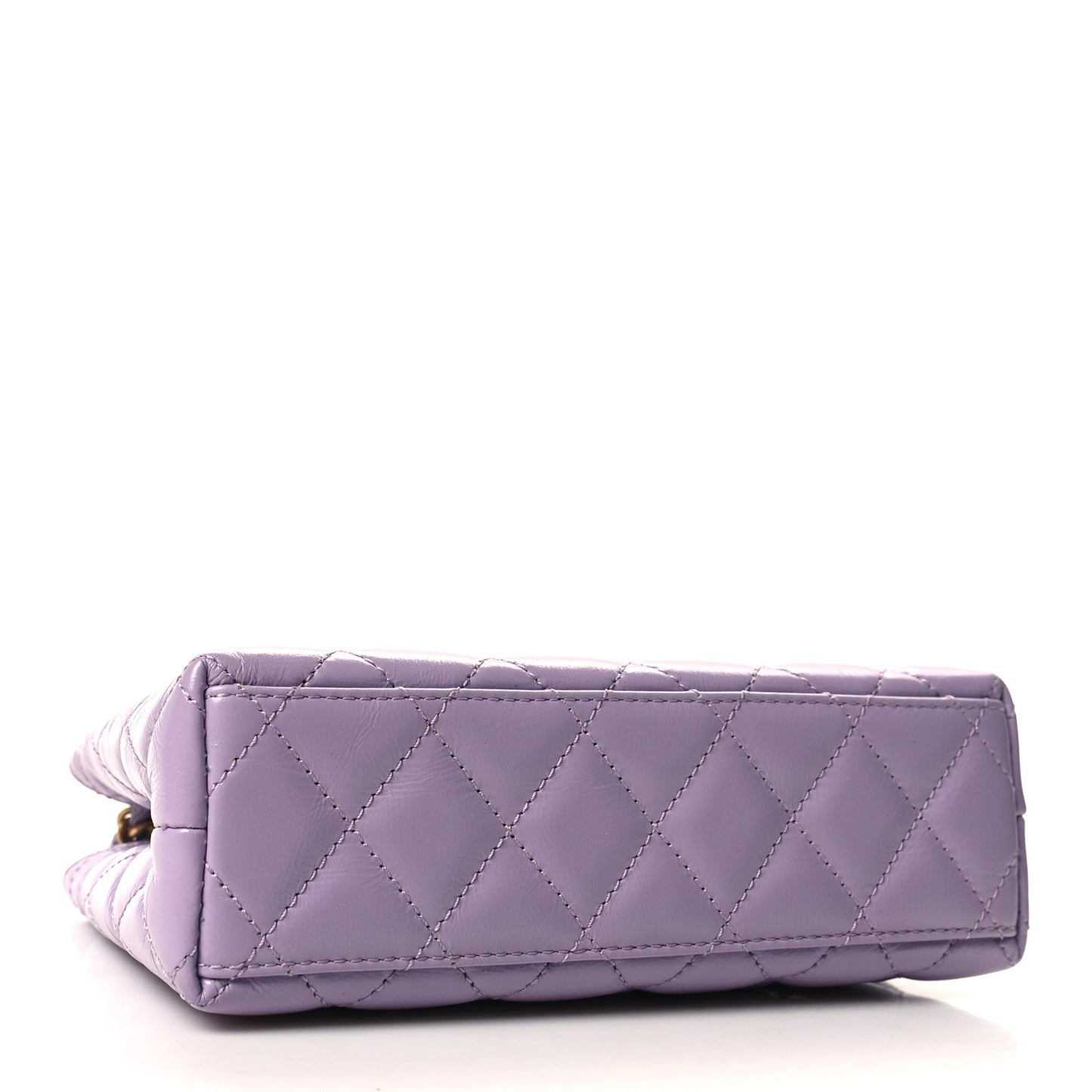 Shiny Aged Calfskin Quilted Nano Kelly Shopper Lilac