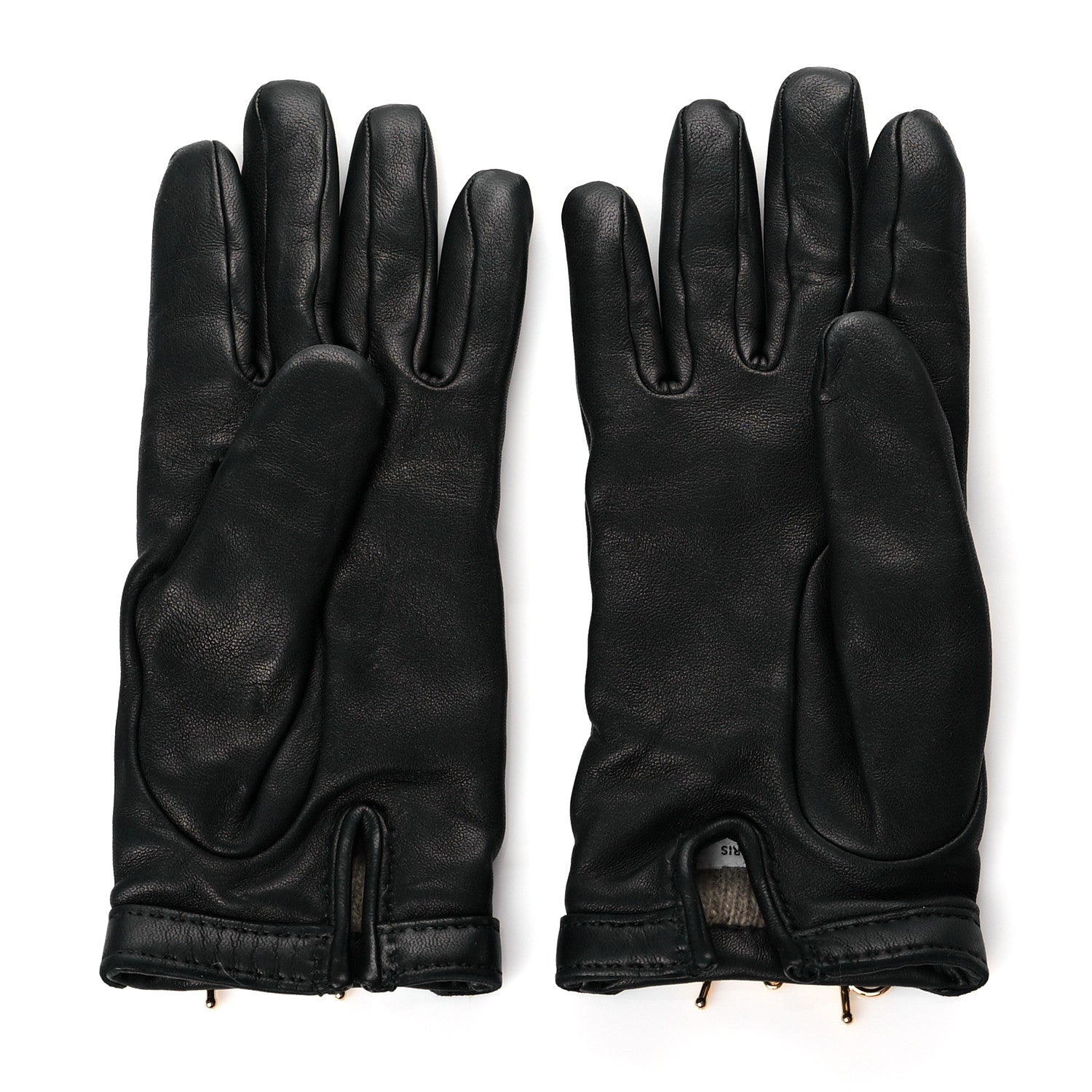 Hermes Lambskin Cashmere Voltige Gloves 7 Black 2 of 3