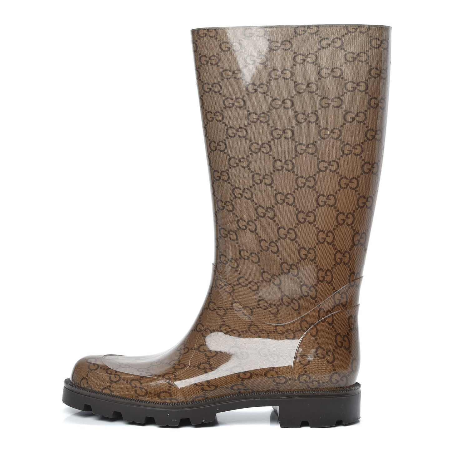 Rubber Monogram Edinburg Rain Boots 37 Transparent Cocoa
