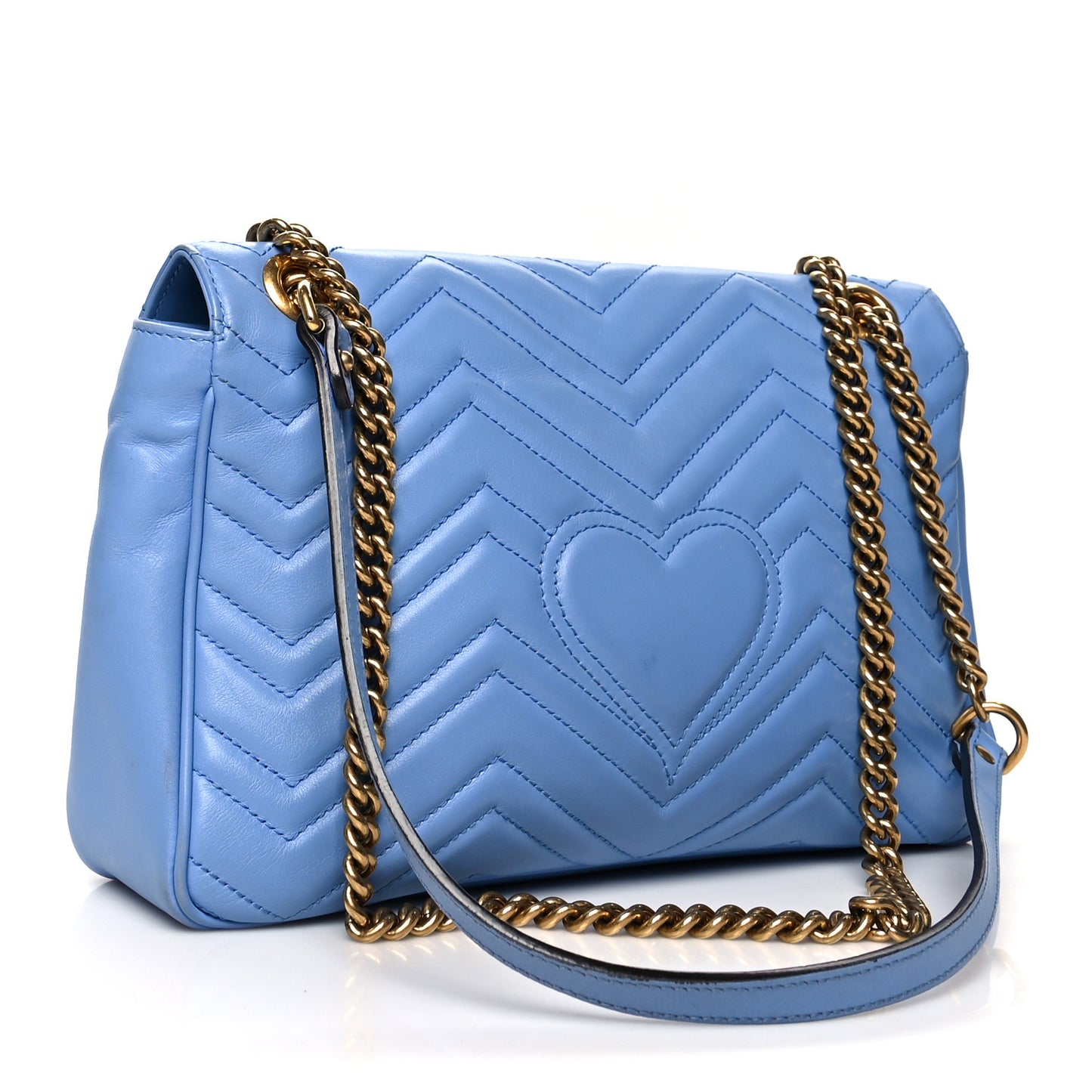 Calfskin Matelasse Medium GG Marmont Shoulder Bag Clear Sky Blue
