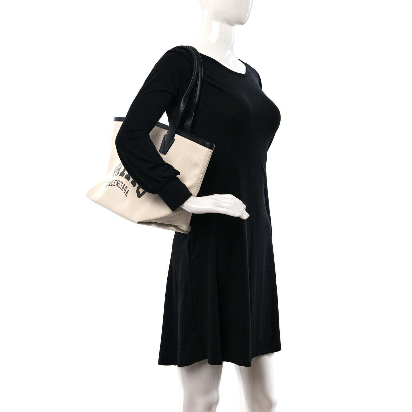 Cotton Canvas Calfskin Cities Paris Jumbo Small Tote Bag Natural