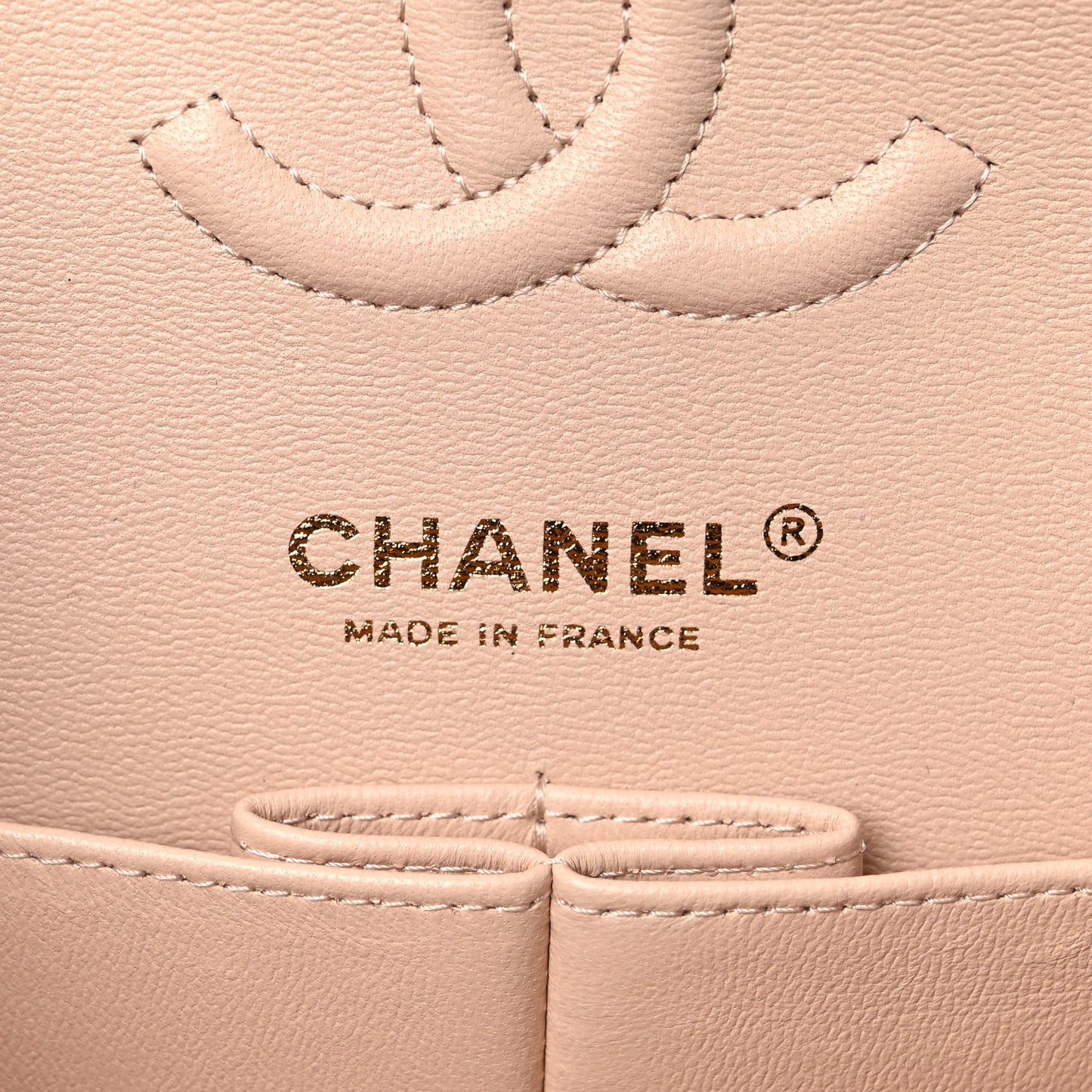 Caviar Chevron Quilted Small Double Flap Beige