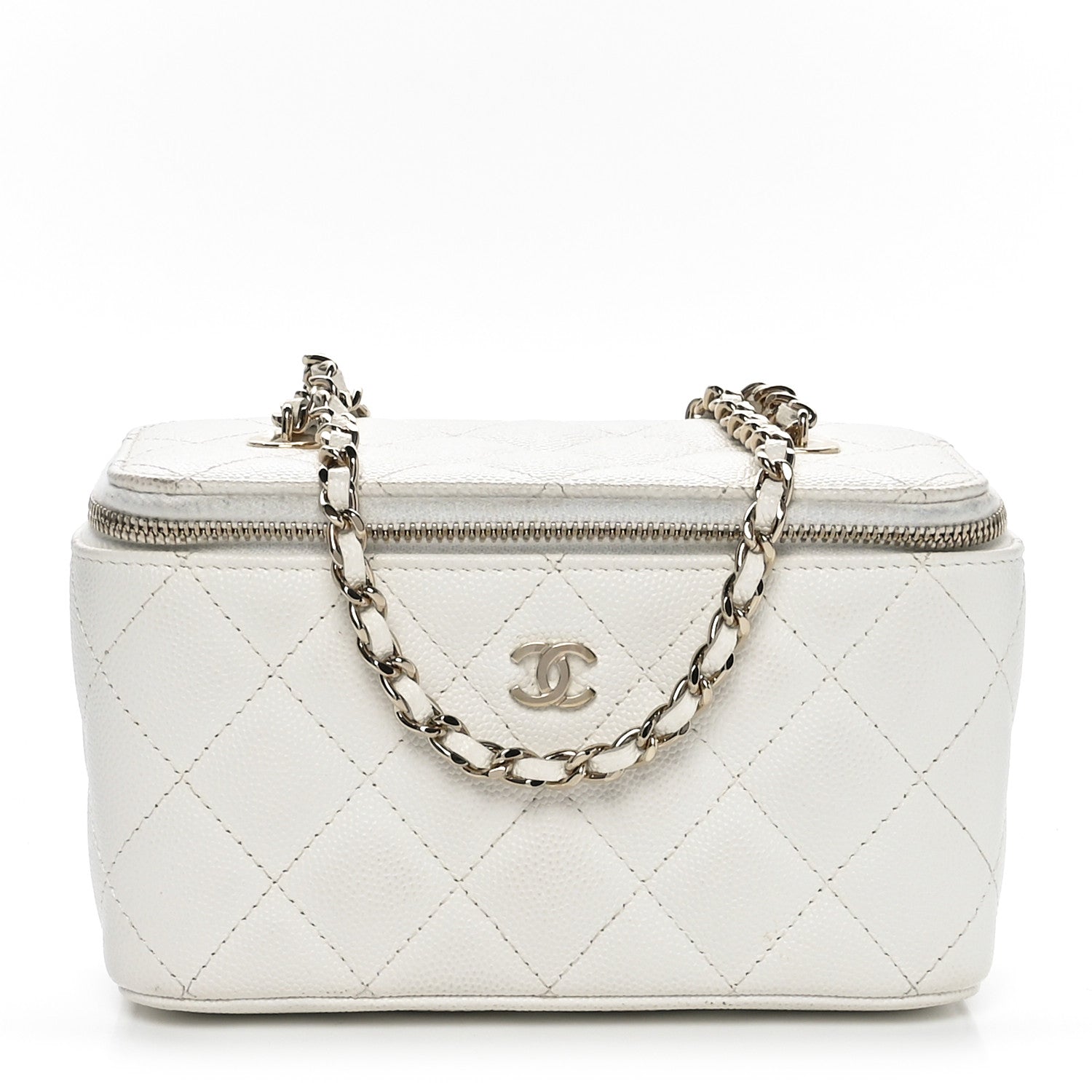Chanel Caviar Quilted Small Vanity Case With Chain White 1 of 12