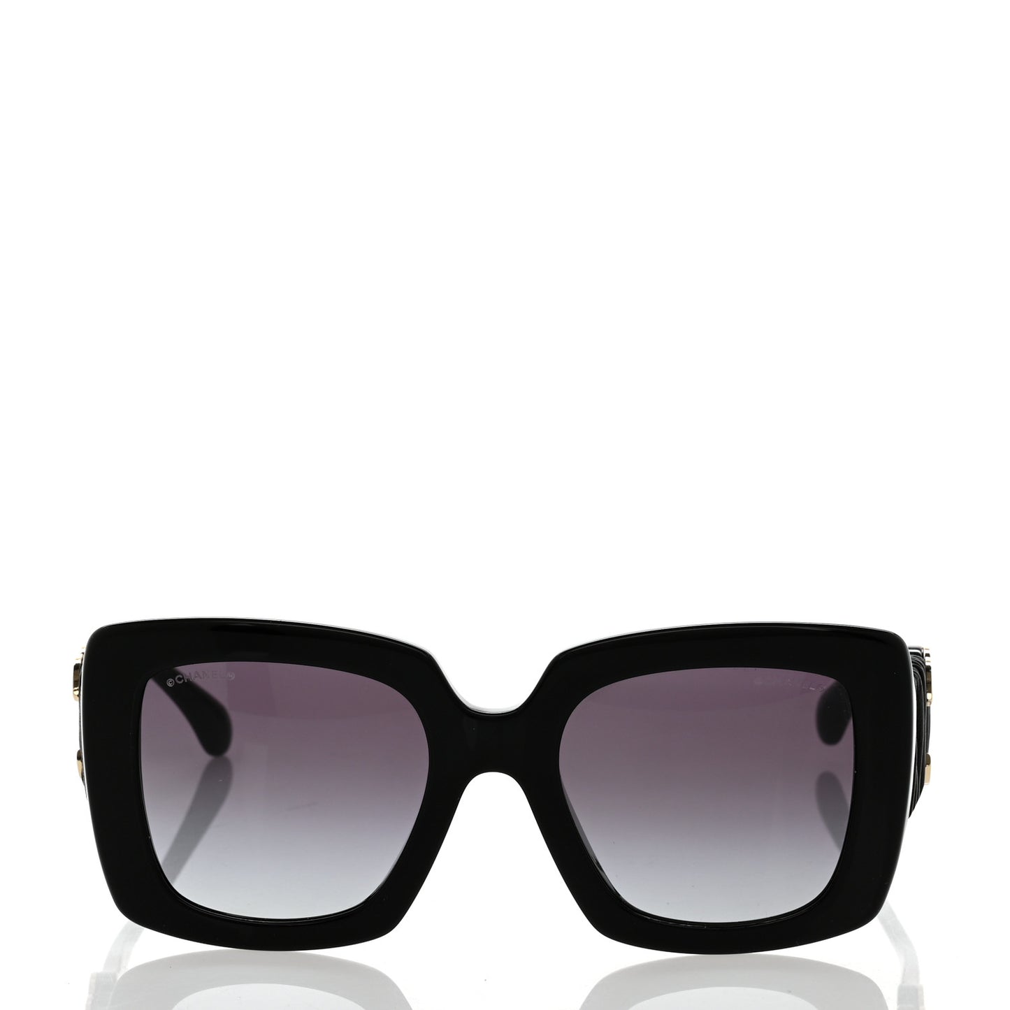 Acetate Calfskin Square Sunglasses 5474-Q Black